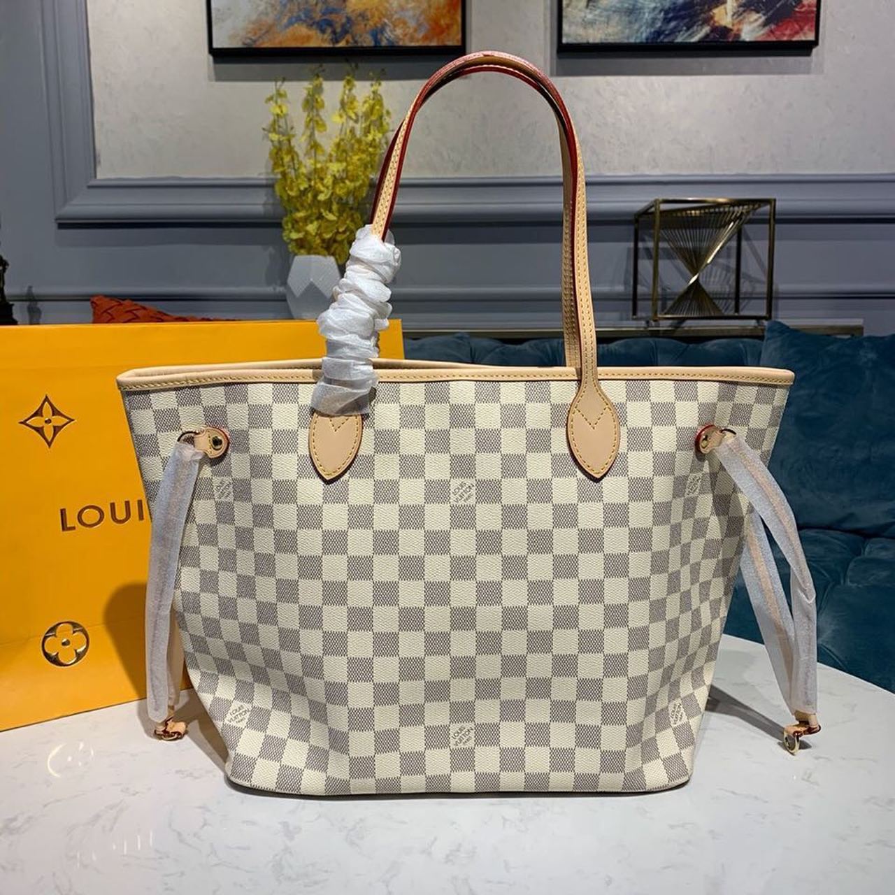 LV Neverfull MM Tote Bag Damier Azur Canvas Beige N41361 4 1085151572507132 .pic 33058.1572514600 1.jpg