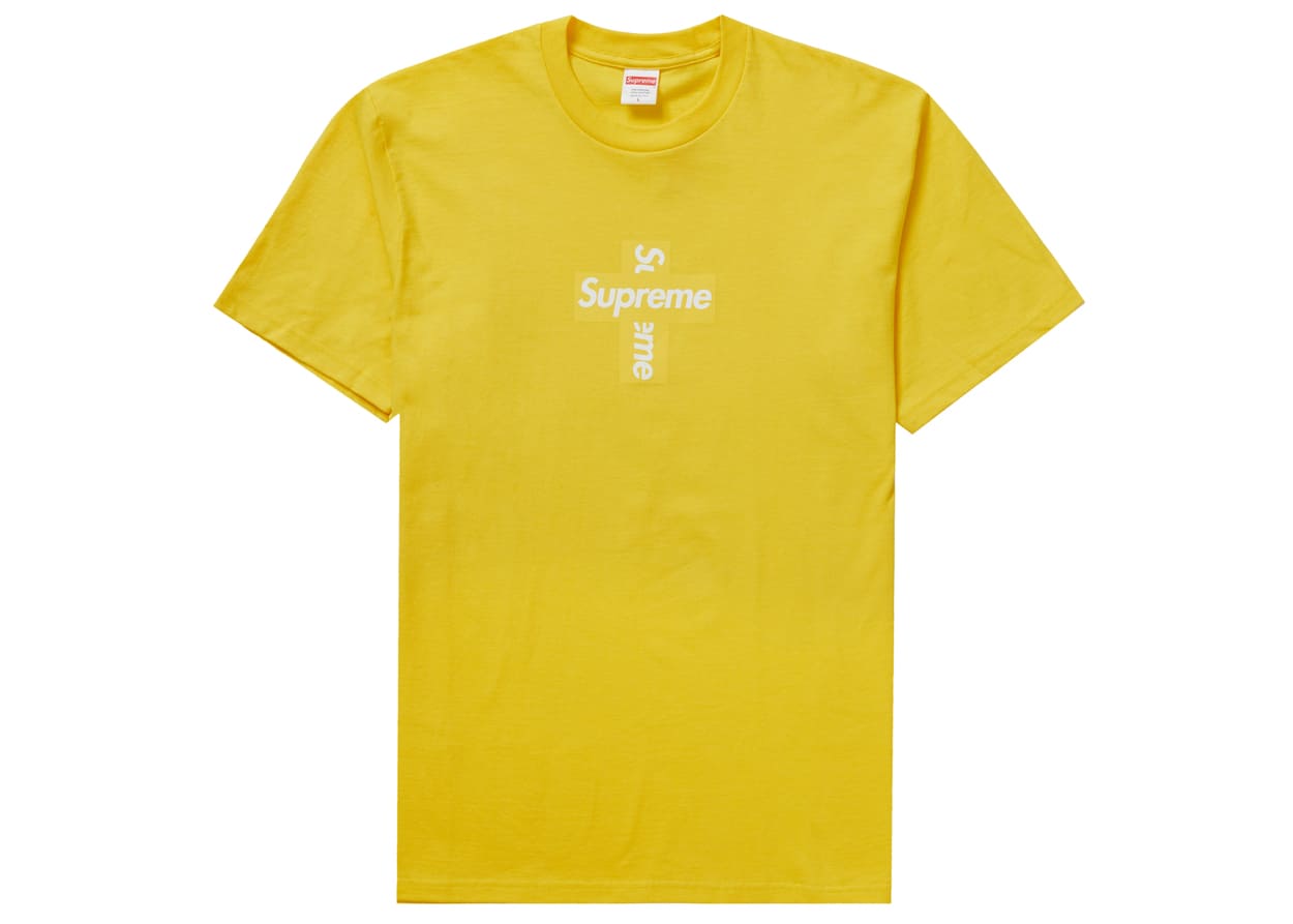 Supreme Cross Box Logo Tee Yellow.jpg