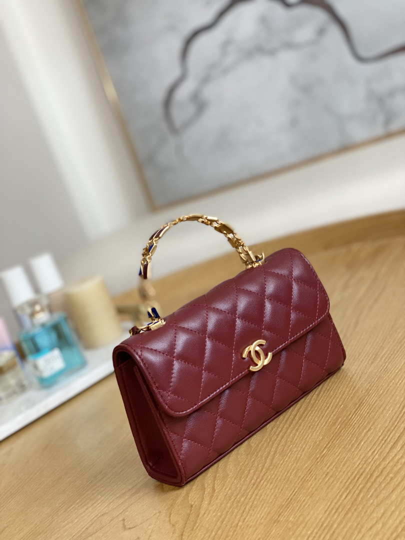 CN AP2946 Phone Holder Clutch with Chain Lambskin Wine Red 3 chanel ap2946 phone holder clutch with chain lambskin wine red 003 luxibags.ru .jpg