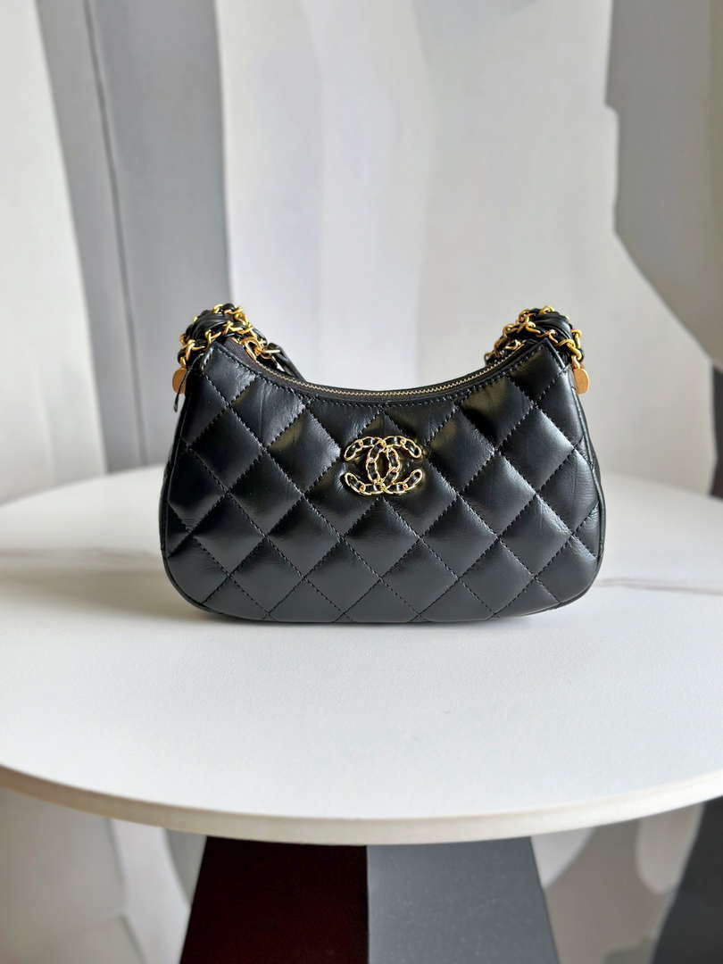 CN AP3647 23K Small Hobo Bag Lambskin Gold Metal Black 2 chanel ap3647 23k small hobo bag lambskin gold metal black 002 luxibags.ru .jpg