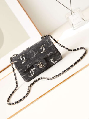 chanel as1119 small flap classic handbag black denim beaded sequin bag 001 luxibags.ru .jpg