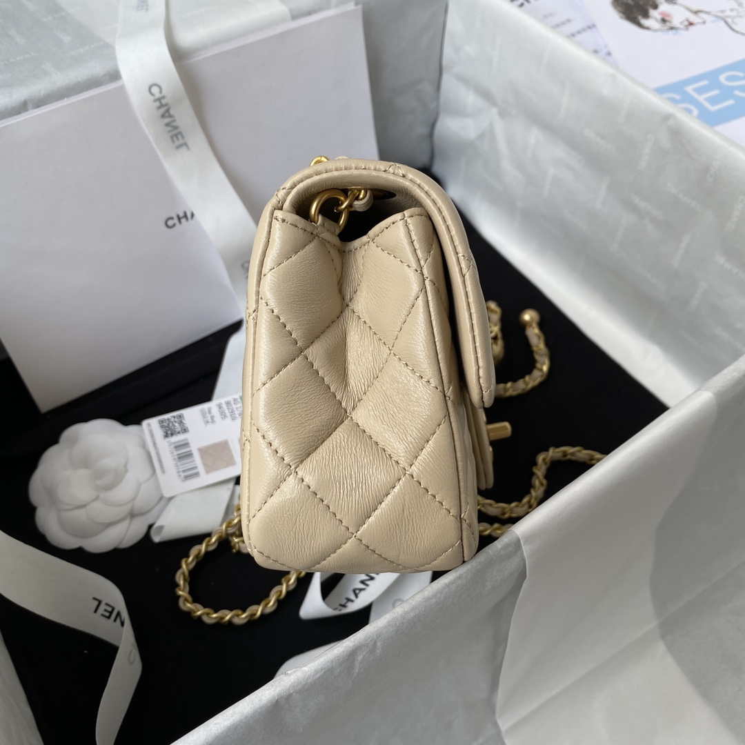 CN AS1787 Mini Flap Bag Lambskin Apricot Gold 5 chanel as1787 mini flap bag lambskin light yellow gold 005 luxibags.ru .jpg