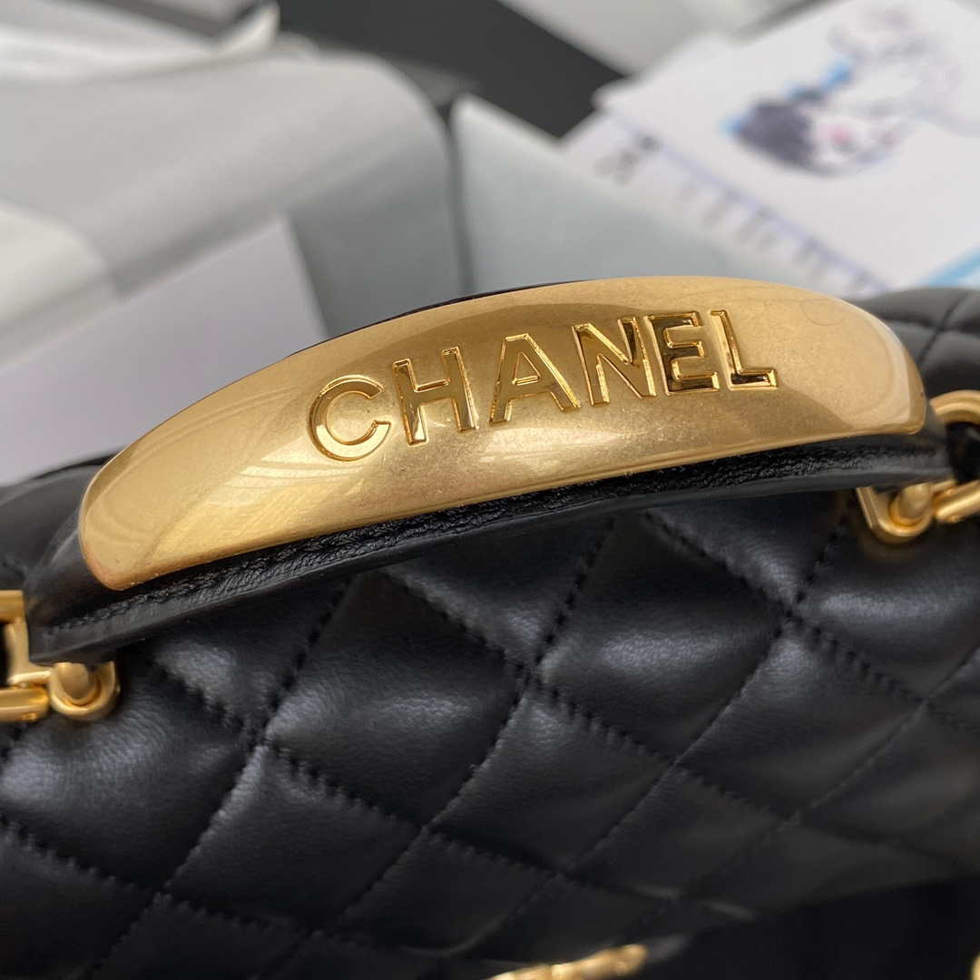 CN AS2431 Mini flap Black Lambskin bag with top handle Gold 4 chanel as2431 mini flap black lambskin bag with top handle gold 004 luxibags.ru .jpg