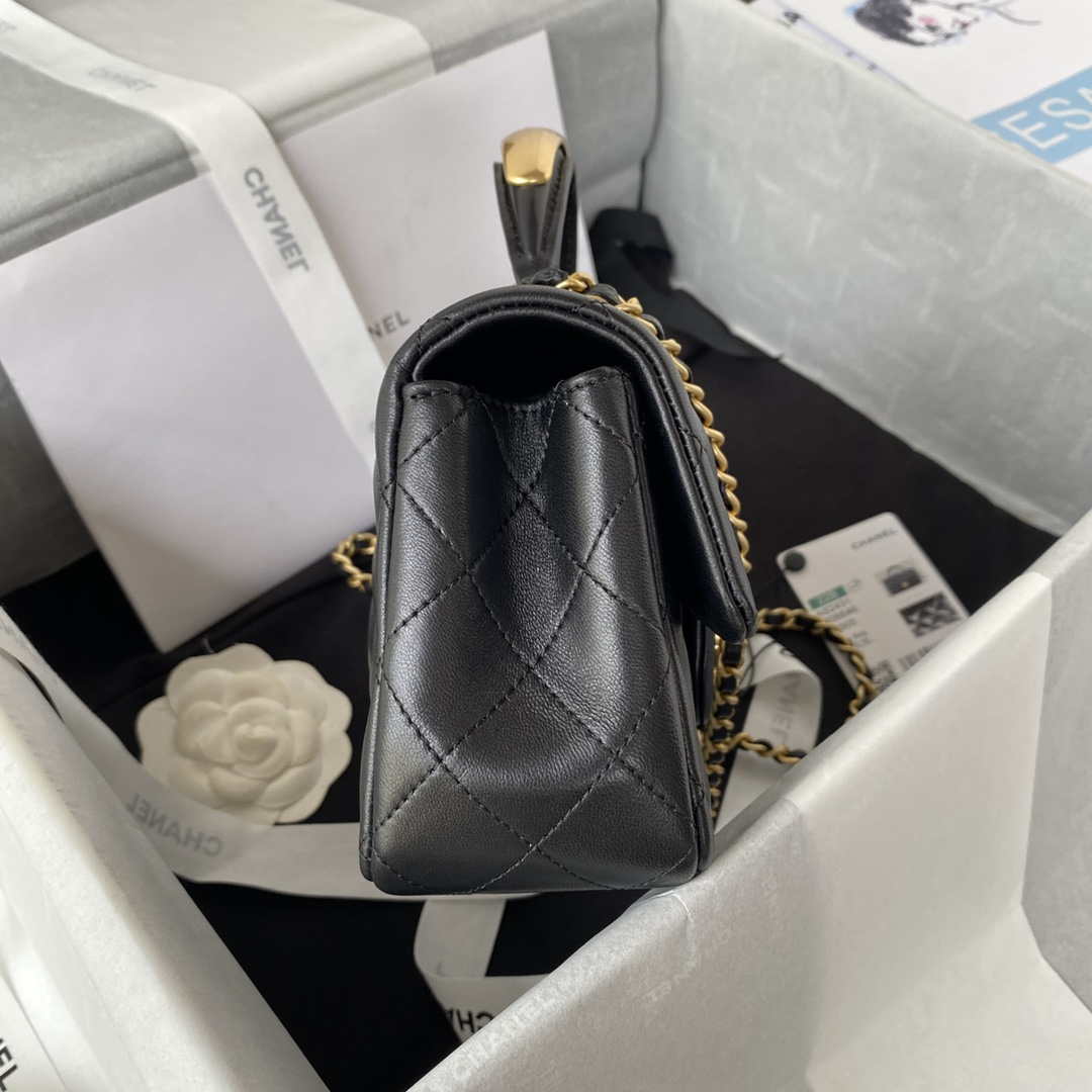 CN AS2431 Mini flap Black Lambskin bag with top handle Gold 5 chanel as2431 mini flap black lambskin bag with top handle gold 005 luxibags.ru .jpg