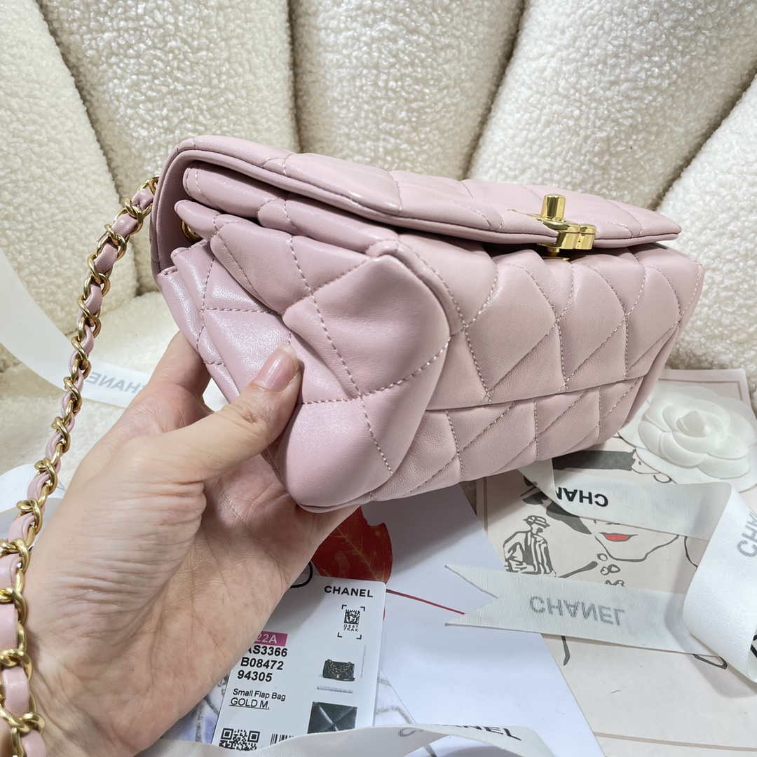 CN AS3366 Flap Bag 20cm Lambskin Pink 3 chanel as3366 mini flap bag 20cm lambskin 048 luxibags.ru .jpg
