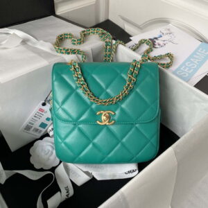 chanel as3384 backpack chain bag lambskin green 001 luxibags.ru .jpg