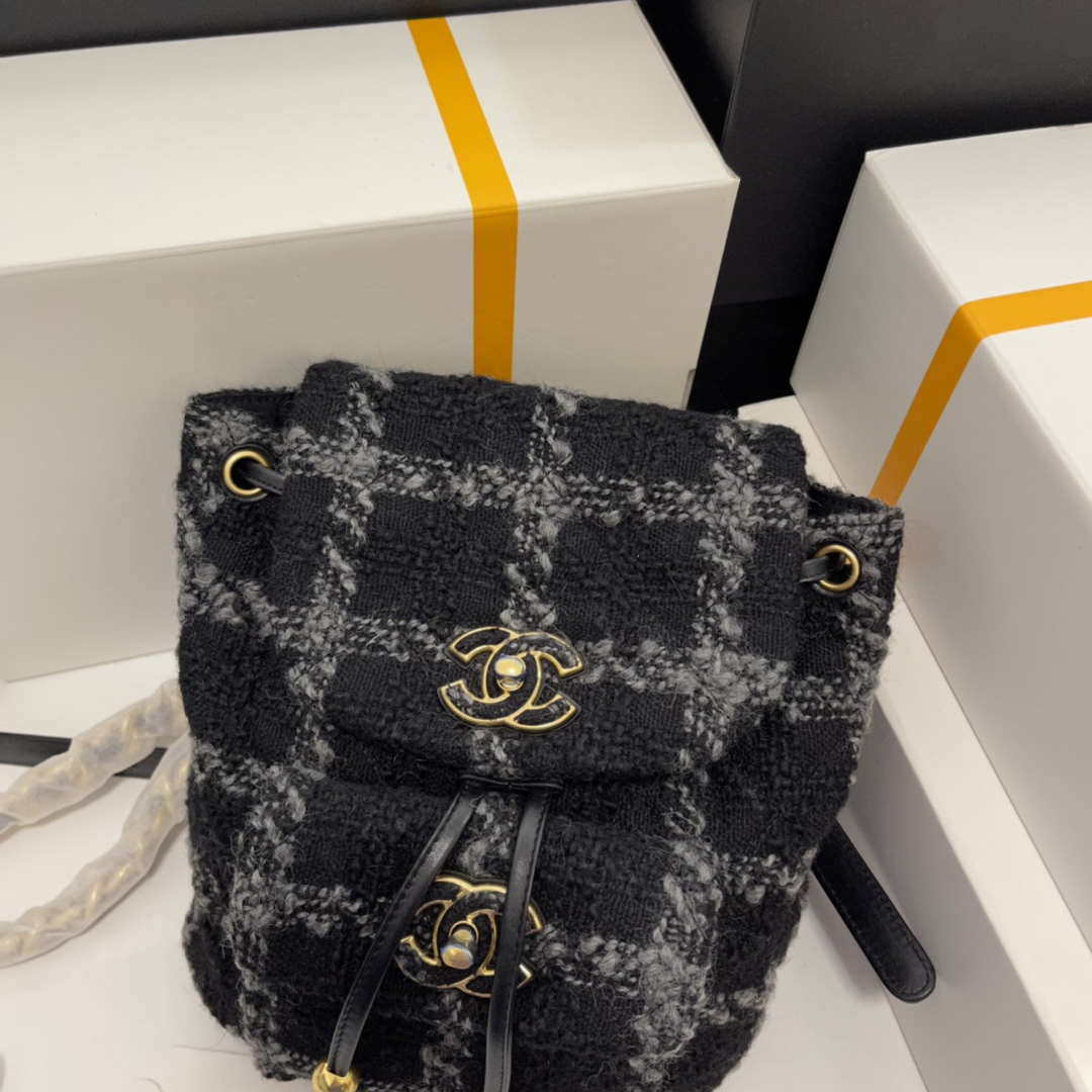CN AS3615 Backpack Wool Tweed & Gold-Tone Metal Black & Gray 2 chanel as3615 backpack wool tweed gold tone metal black gray 002 luxibags.ru .jpg
