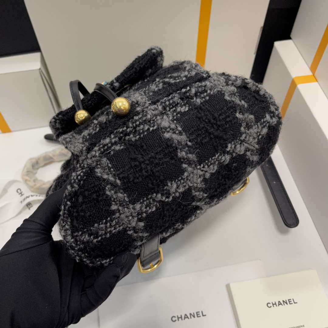 CN AS3615 Backpack Wool Tweed & Gold-Tone Metal Black & Gray 7 chanel as3615 backpack wool tweed gold tone metal black gray 007 luxibags.ru .jpg