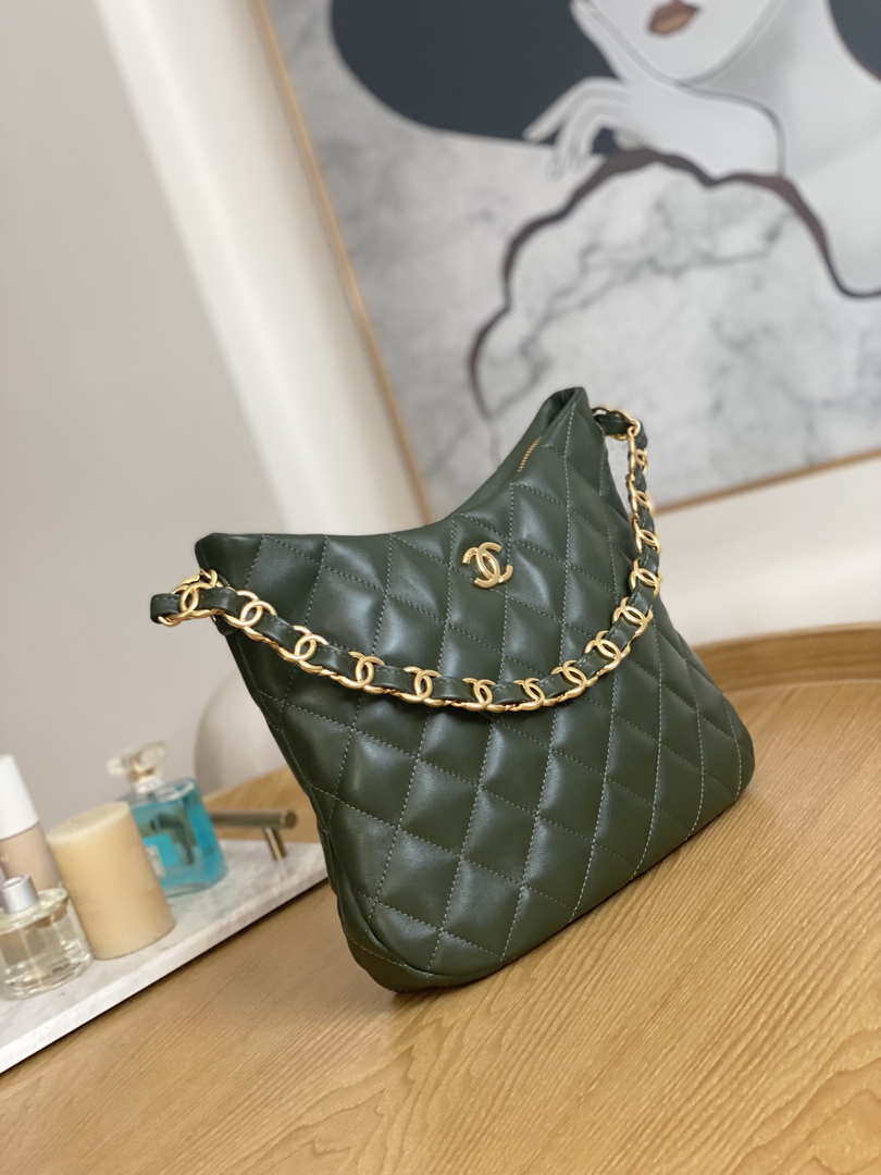 CN AS3631 2022 new hippie underarm Hobo bag Lambskin Dark Green 4 chanel as3631 2022 new hippie underarm bag shoulder bag dark green 004 luxibags.ru .jpg