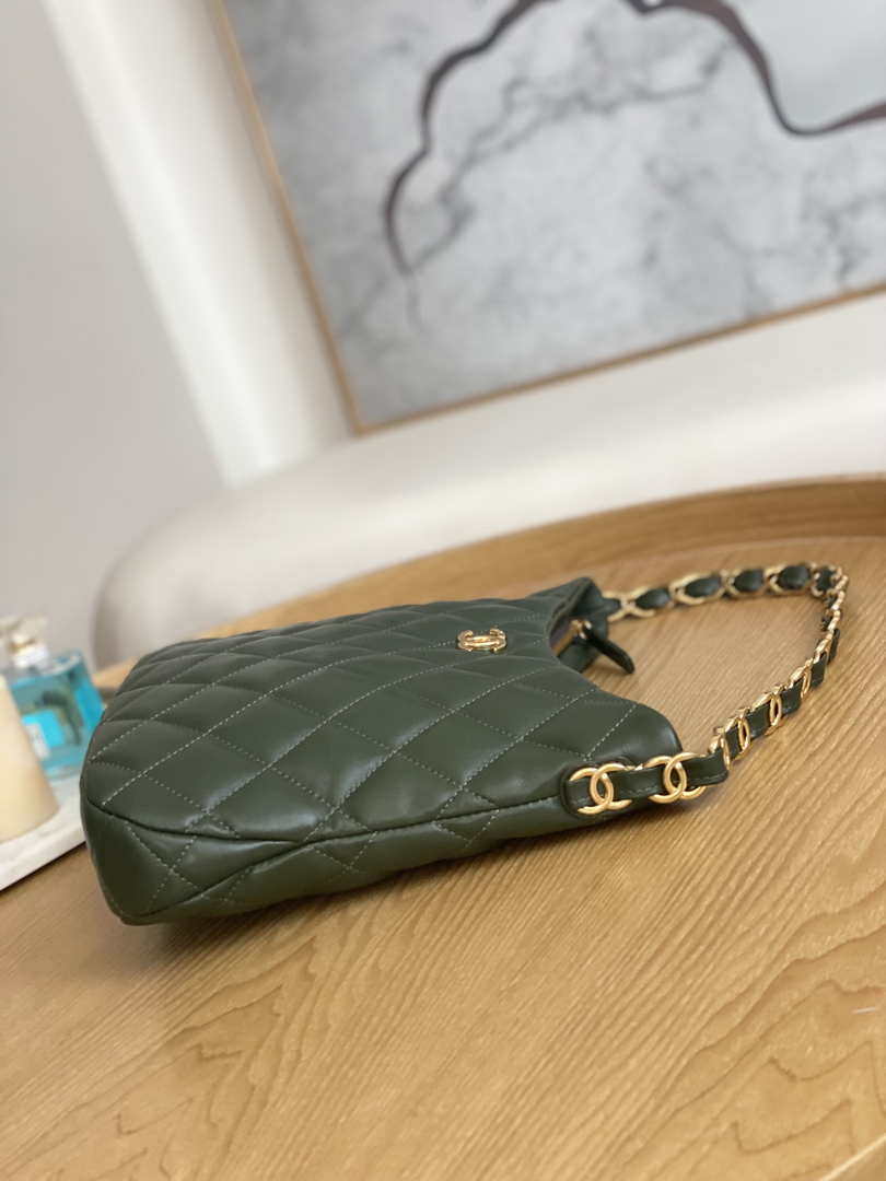 CN AS3631 2022 new hippie underarm Hobo bag Lambskin Dark Green 5 chanel as3631 2022 new hippie underarm bag shoulder bag dark green 005 luxibags.ru .jpg