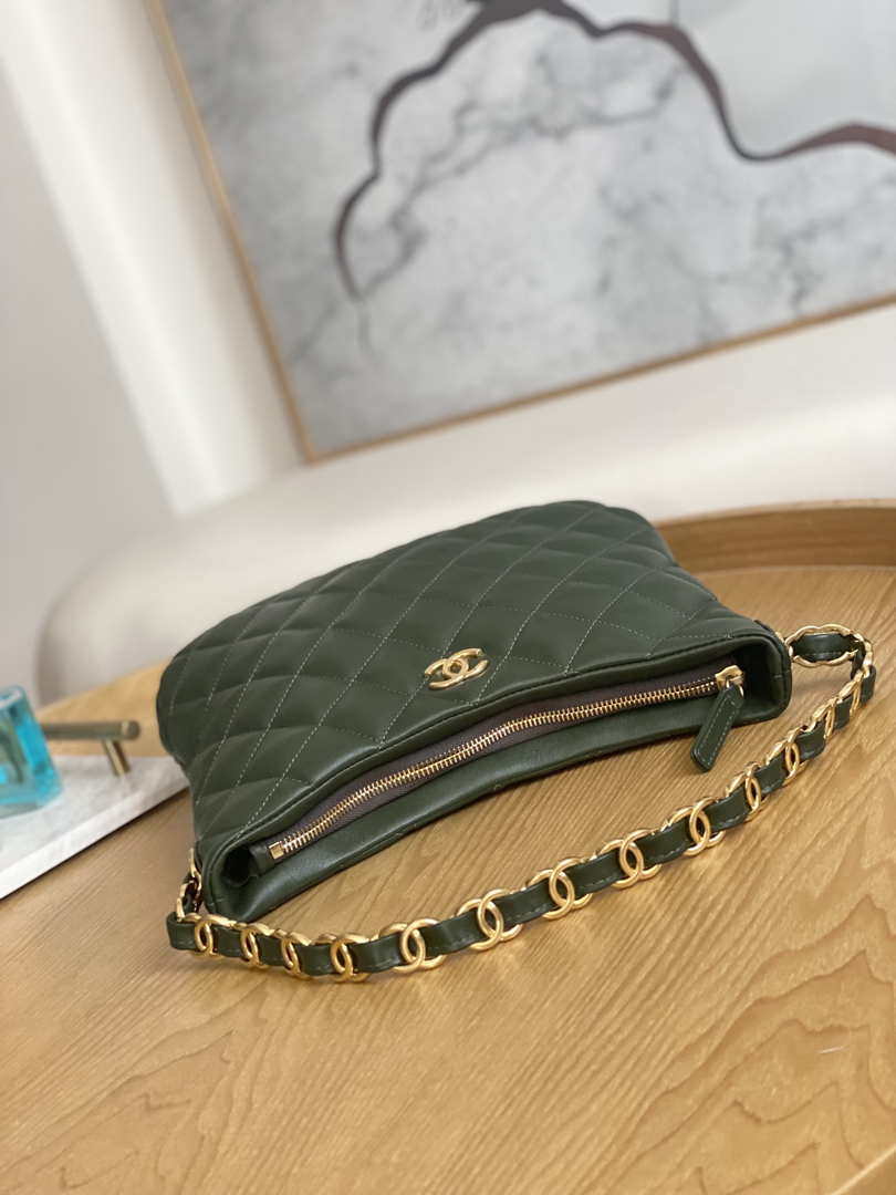 CN AS3631 2022 new hippie underarm Hobo bag Lambskin Dark Green 6 chanel as3631 2022 new hippie underarm bag shoulder bag dark green 006 luxibags.ru .jpg