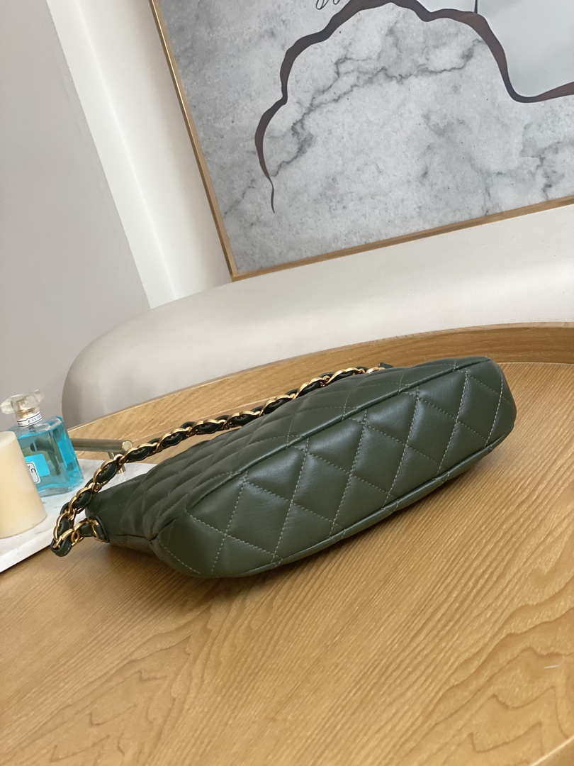 CN AS3631 2022 new hippie underarm Hobo bag Lambskin Dark Green 7 chanel as3631 2022 new hippie underarm bag shoulder bag dark green 007 luxibags.ru .jpg