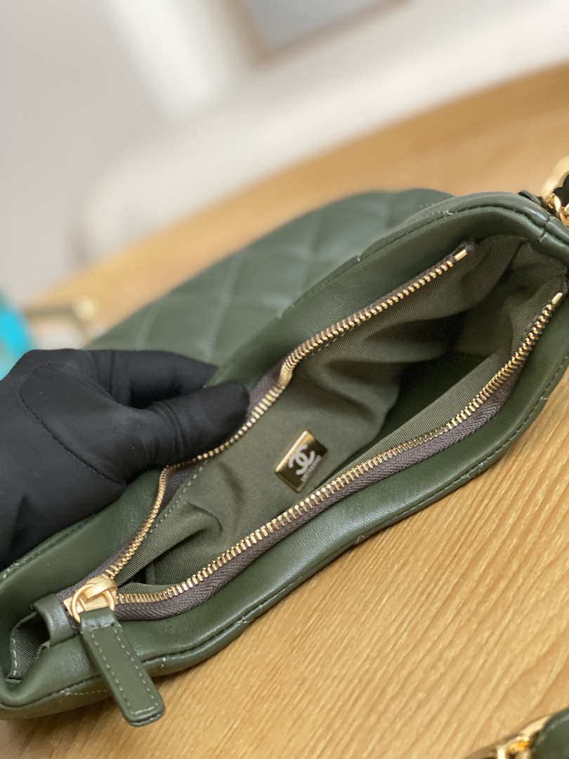 CN AS3631 2022 new hippie underarm Hobo bag Lambskin Dark Green 8 chanel as3631 2022 new hippie underarm bag shoulder bag dark green 008 luxibags.ru .jpg
