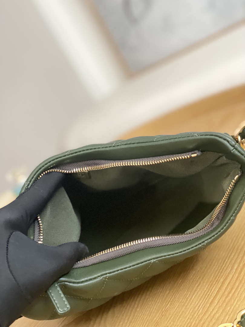 CN AS3631 2022 new hippie underarm Hobo bag Lambskin Dark Green 9 chanel as3631 2022 new hippie underarm bag shoulder bag dark green 009 luxibags.ru .jpg