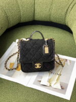 chanel as3652 small flap bag with top handle cotton wool tweed gold tone metal black 001 luxibags.ru .jpg