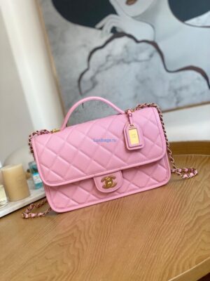 chanel as3653 small flap bag with top handle calfskin gold tone metal pink 001 luxibags.ru .jpg