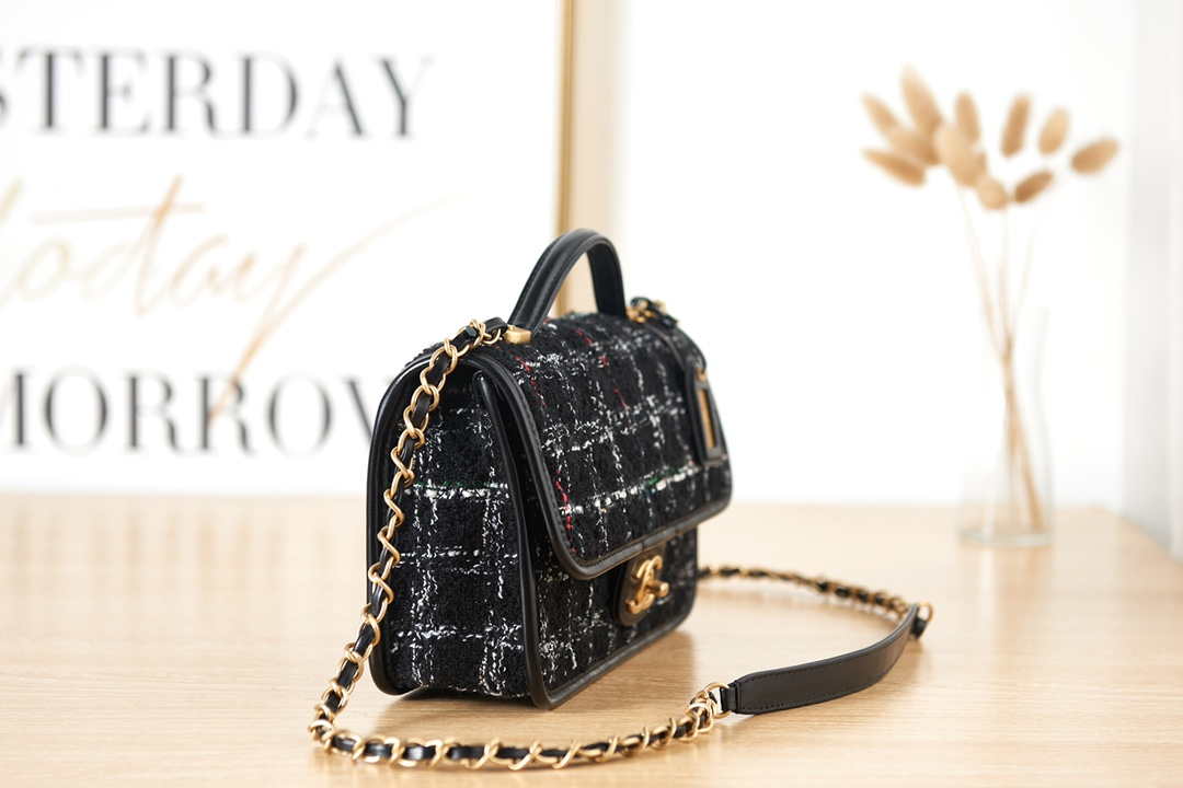 CN AS3653 Small Flap Bag with Top Handle Wool Tweed & Gold-Tone Metal Black and White 3 chanel as3653 small flap bag with top handle wool tweed gold tone metal black and white 003 luxibags.ru .jpg