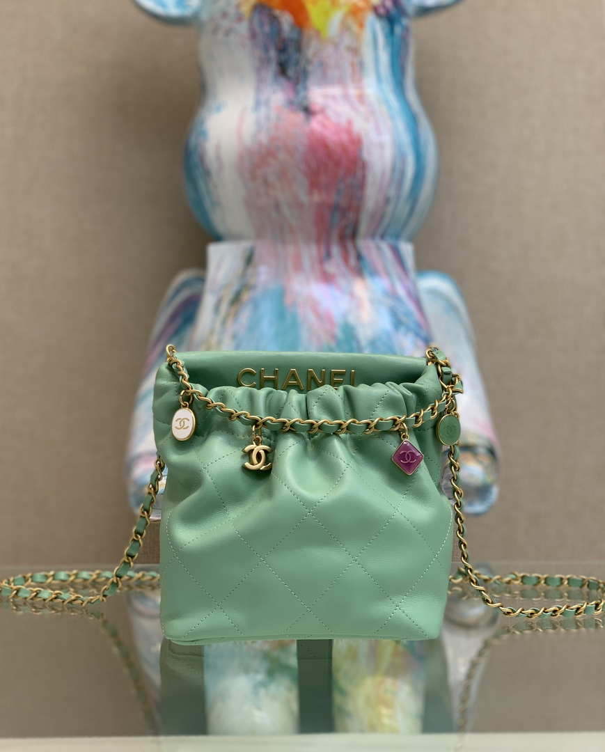 CN AS3793 Small Bucket Bag Lambskin Resin & Gold-Tone Metal Light Green 1 chanel as3793 small bucket bag lambskin resin gold tone metal light green 001 luxibags.ru .jpg