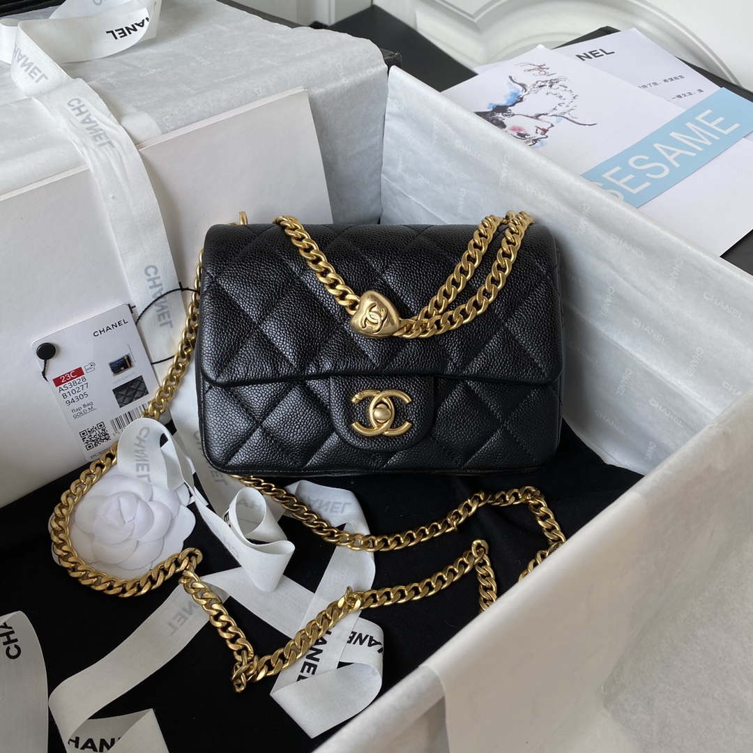 CN AS3828 Mini Flap Chain Bag Black Calfskin Gold 1 chanel as3828 mini flap chain bag black calfskin gold 001 luxibags.ru .jpg