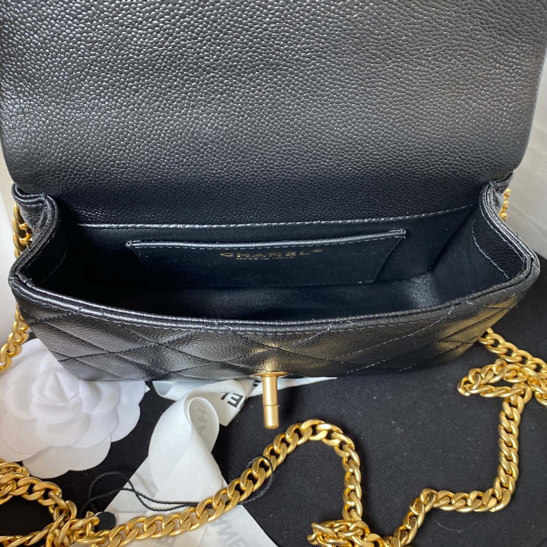 CN AS3828 Mini Flap Chain Bag Black Calfskin Gold 7 chanel as3828 mini flap chain bag black calfskin gold 007 luxibags.ru .jpg