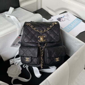 chanel as3860 backpack grained shiny calfskin gold tone metal black 001 luxibags.ru .jpg