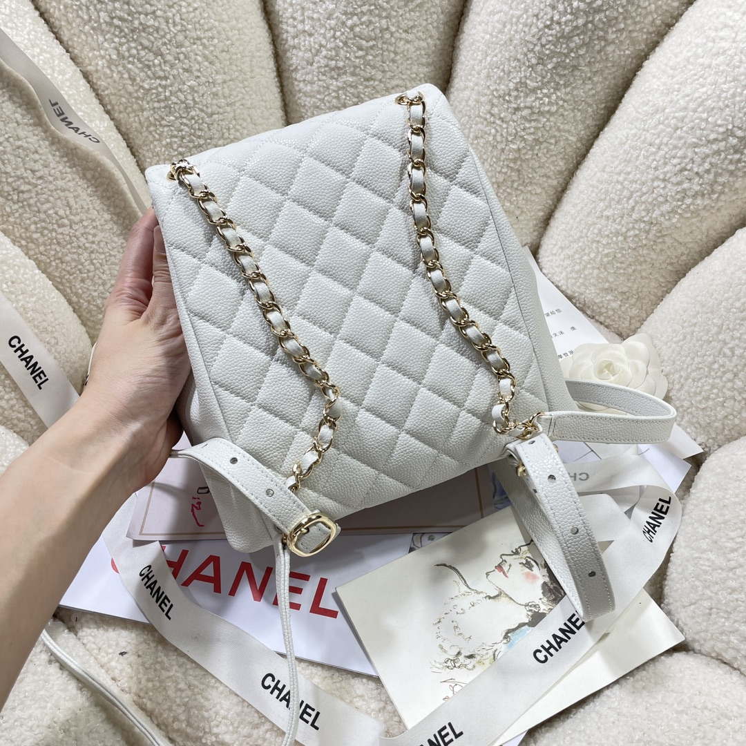 CN AS3860 Backpack Grained Shiny Calfskin & Gold-Tone Metal White 3 chanel as3860 backpack grained shiny calfskin gold tone metal white 003 luxibags.ru .jpg