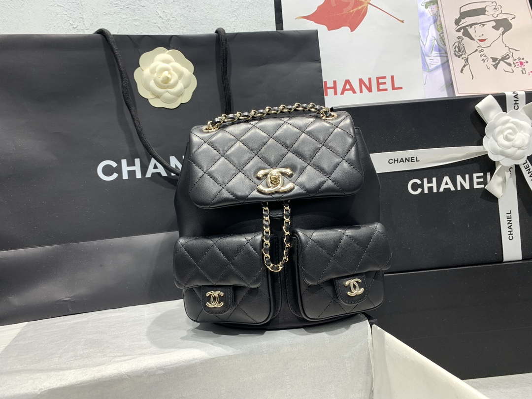 CN AS3860 Backpack Shiny Lambskin Gold Black 2 chanel as3860 backpack shiny lambskin gold black 002 luxibags.ru .jpg