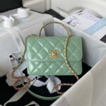 chanel as3886 mini flap bag with top handle shiny calfskin green gold 001 luxibags.ru .jpg