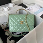 chanel as3908 cc small flap bag with top handle shiny calfskin green gold 001 luxibags.ru .jpg
