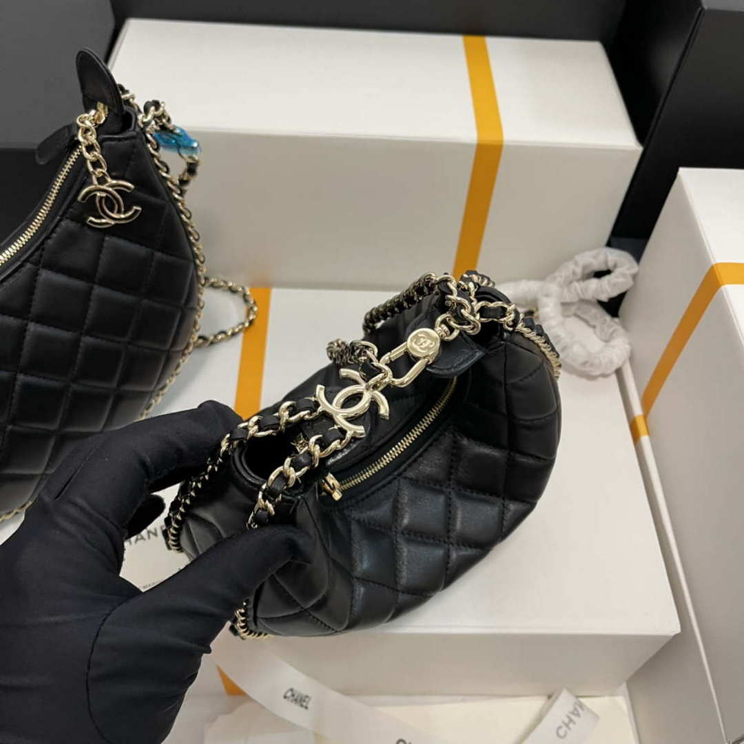 CN AS3917 Small Hobo Bag Lambskin & Shiny Light Gold Metal Black 2 chanel as3917 small hobo bag lambskin shiny light gold metal black 002 luxibags.ru .jpg