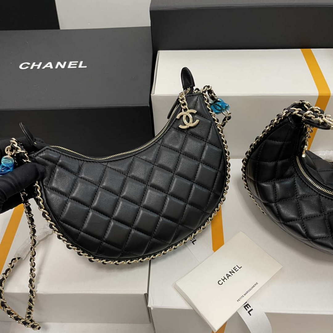 CN AS3917 Small Hobo Bag Lambskin & Shiny Light Gold Metal Black 6 chanel as3917 small hobo bag lambskin shiny light gold metal black 007 luxibags.ru .jpg