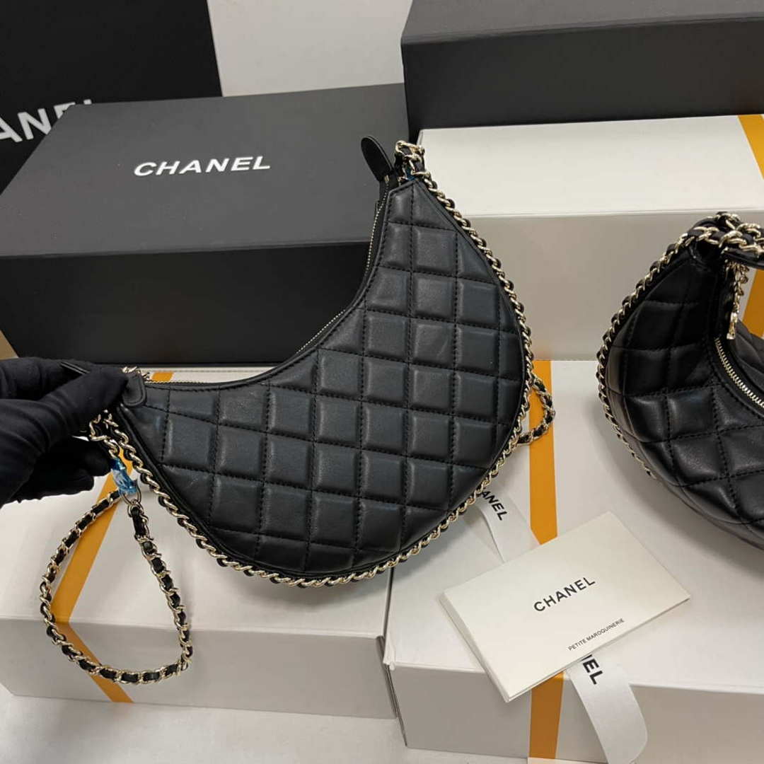 CN AS3917 Small Hobo Bag Lambskin & Shiny Light Gold Metal Black 8 chanel as3917 small hobo bag lambskin shiny light gold metal black 008 luxibags.ru .jpg