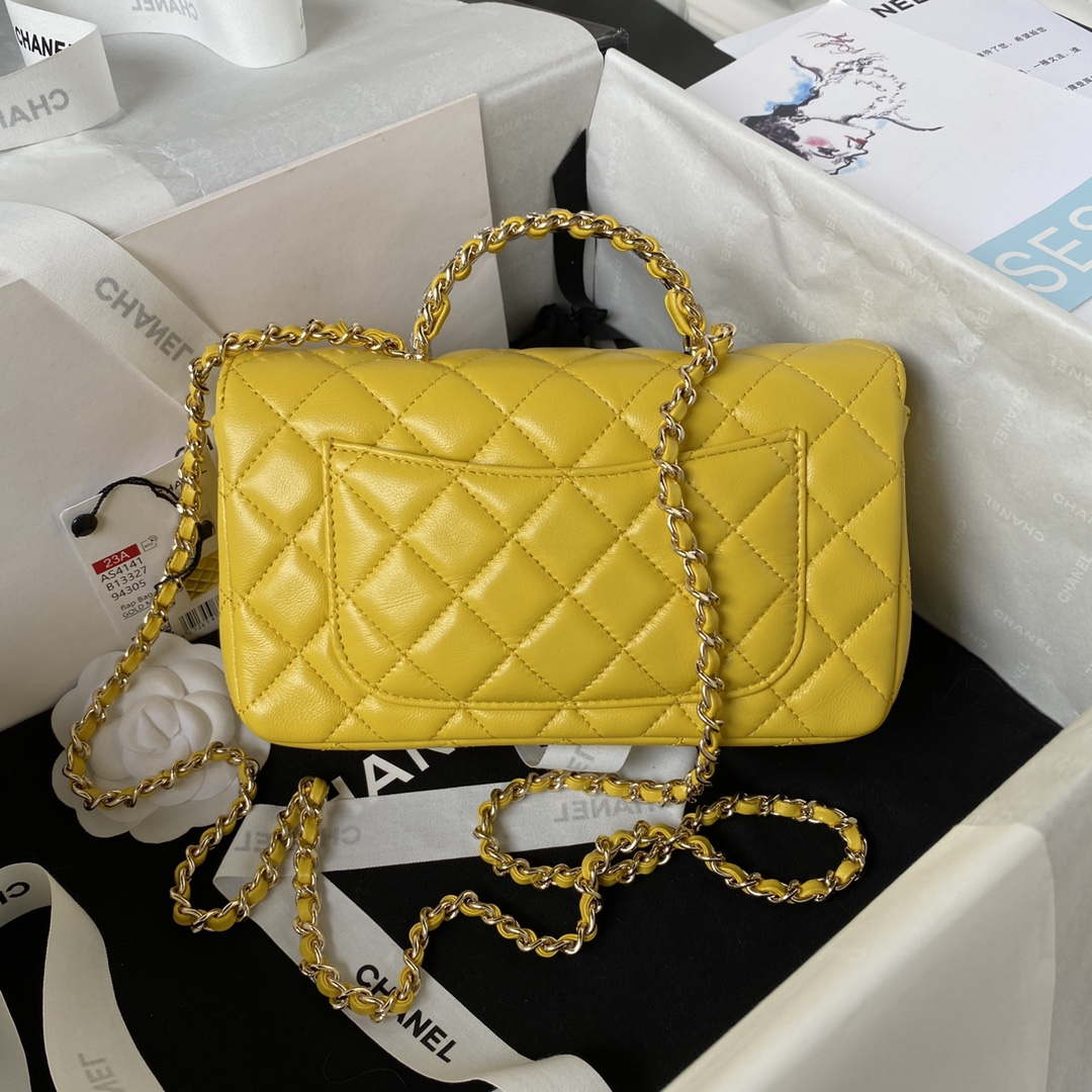 CN AS4141 Camellia Embossed With top Handle Bag Yellow 2 chanel as3970 flap bag with top handle lambskin gold tone metal yellow 002 luxibags.ru .jpg