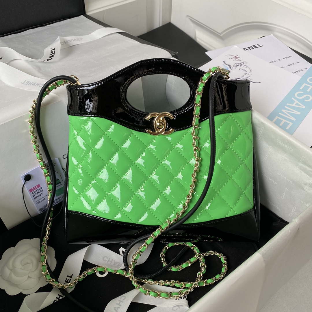 CN AS4133 mini Bi-color Chain patent leather Bag Green 1 chanel as4133 mini bi color chain patent leather bag green 001 luxibags.ru .jpg