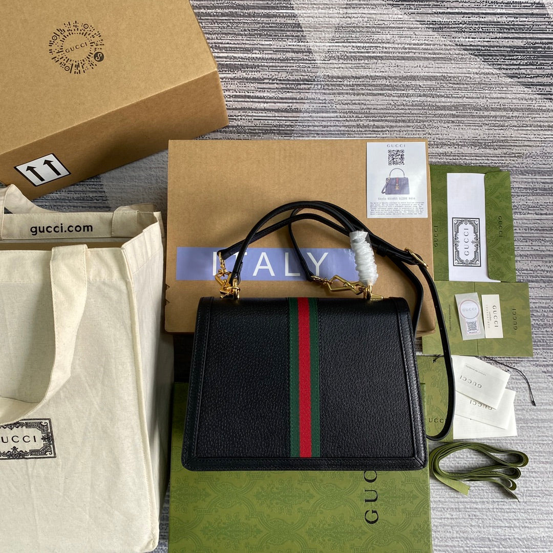 GG 651055 Ophidia Small Top Handle Bag With Web Black leather 3 gucci 651055 ophidia small top handle bag with web black leather 3 luxibags.ru .jpg