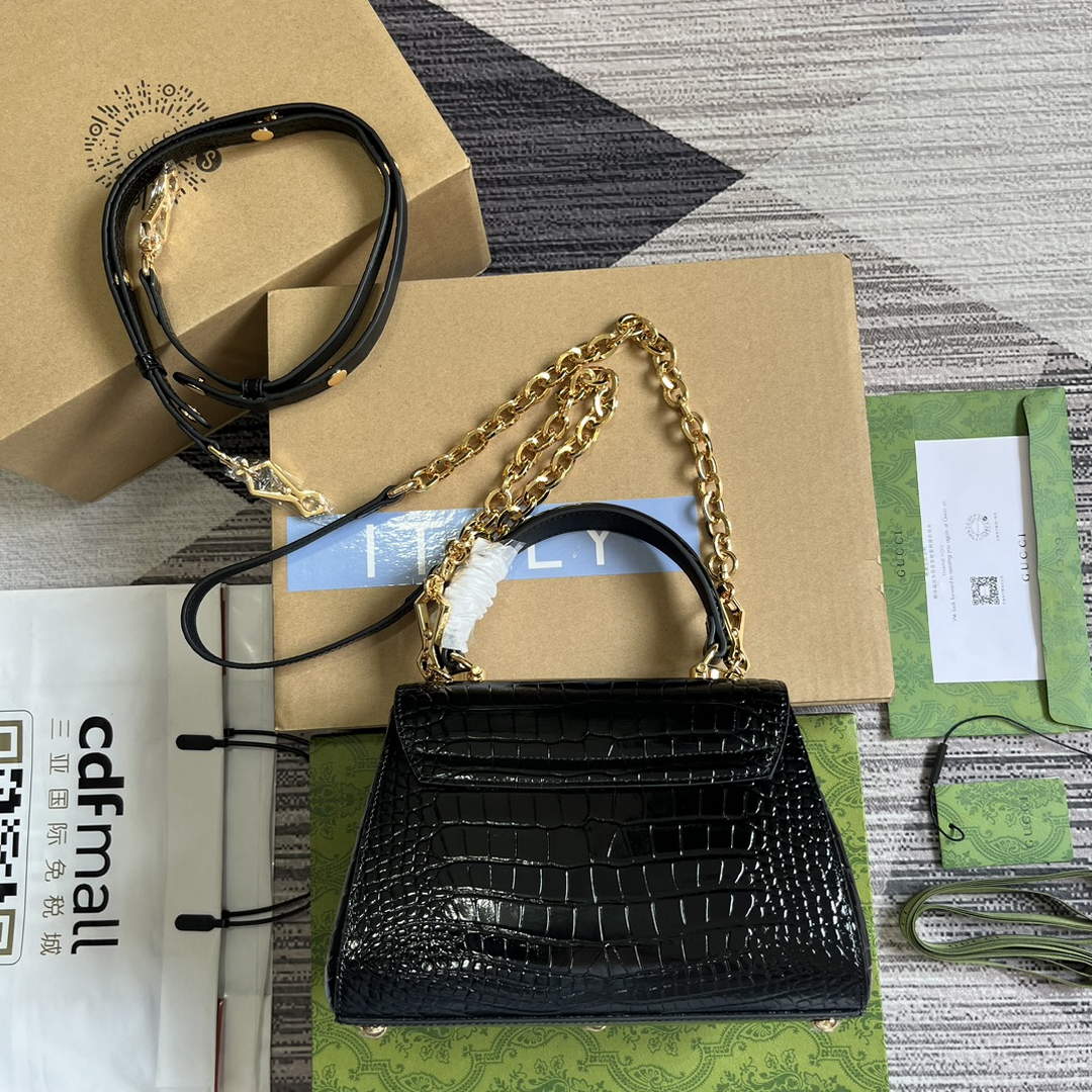 GG 703848 GG Horsebit 1955 Mini Bag Black crocodile leather 2 gucci 703848 gucci horsebit 1955 mini bag black crocodile leather 2 luxibags.ru .jpg