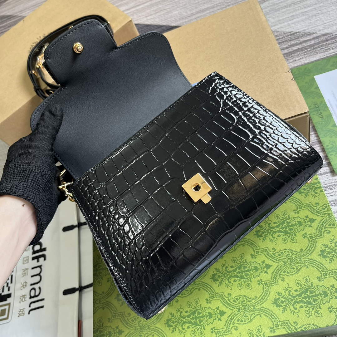 GG 703848 GG Horsebit 1955 Mini Bag Black crocodile leather 5 gucci 703848 gucci horsebit 1955 mini bag black crocodile leather 7 luxibags.ru .jpg