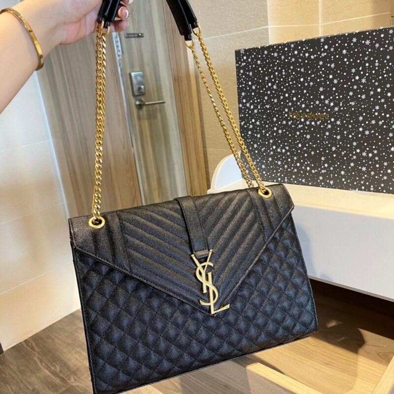 saint laurent envelope large bag in mix matelass grain de poudre embossed black gold 31cm 600166bow911000 gymm0.jpg