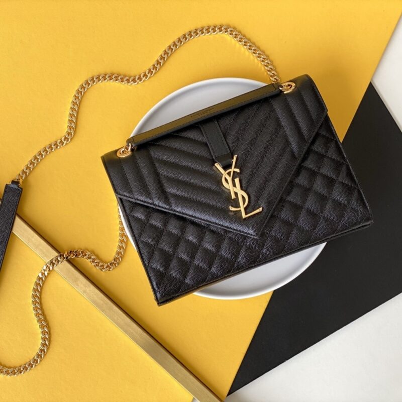 saint laurent envelope medium in quilted grain de poudre embossed leather black gold 24cm 600185bow911000 vrab0.jpg